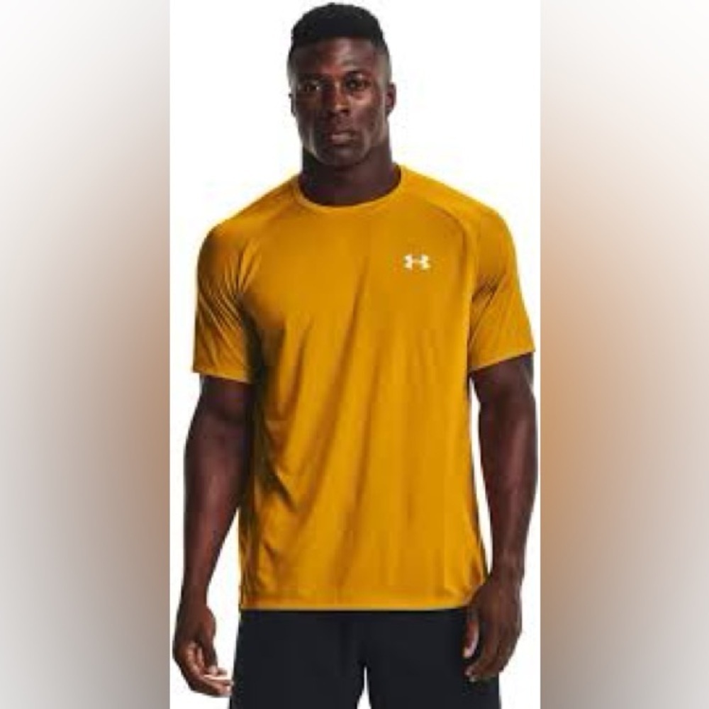 Under Armour the tech tee yellow quick dry t-shirt size large